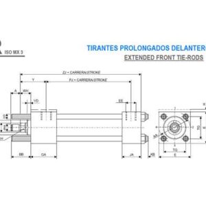 CILINDRO HIDRAULICO ISO 6020 2 TIRANTES PROLONGADOS DELANTEROS  R